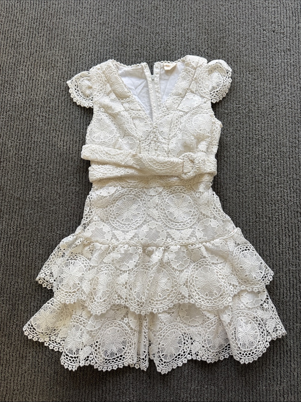 White Lace Tiered Mini Dress